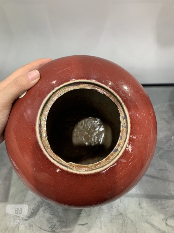 清中期钧红釉冬瓜罐 - 图5